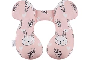 vocheer Baby Travel Pillow (Upgraded), Kopf- und Nackenstützkissen für Kinderwagen, Autositz, Stroller, Babywippe, Baumwolle，weißer Bär