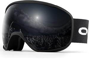 Odoland Lunettes de Ski Masque de Snowboard pour Homme & Femme Anti-UV400, Anti-Buée, Coupe-Vent, Lunettes de Protection avec Grande Lentille OTG Sphérique