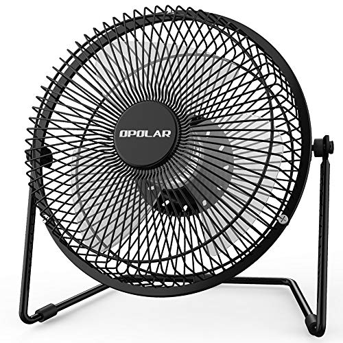 Opolar, Ventilatore da Scrivania Silenzioso da 15.2 cm, Alimentato Tramite USB, Rotazione a 360 Gradi, Migliora il Flusso d'aria, Portatile Mini Ventola di Raffreddamento in Metallo per Casa(nero)
