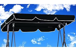 KRRRSJDJ Hollywoodschaukel Dachbezug 210 x145 cm Wasserdicht,Hollywood Swing Ersatzdach Winddicht, Dauerhaft Hollywoodschaukel Ersatzdach Reißfest , Polyestertuch Anti-UV Staubdicht (210*145cm,Schwarz)