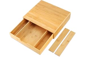 mosegor Tea Box Bamboo Cutlery Tray Tea Caddy Bag Organizer Multifunctional Tea Bag Holder Tea Chest Tea Storage Box with Lid 6 Compartments for Tea Coffee Sugar