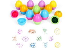 Wishstar Œufs de Pâques, Oeuf Tampon Encreur Enfant, 12 pcs Cachet pâques pour Enfants, Œufs de Pâques à Chasse pour Ornements de Fête, Thème de Pâques, Multicolore