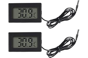 AITRIP 2 Stück digitales LCD-Thermometer, Temperaturmonitor mit externer Sonde für Kühlschrank, Gefrierschrank, Kühlschrank, Aquarium