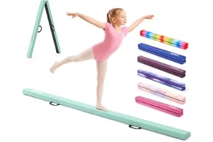 ‎ZELUS ZELUS 240/270 cm Schwebebalken Kinder für Zuhause Faltbarer Gymnastikbalken aus Eva-Schaum & Holz Balancierbalken mit erhöhten Füßen & Tragegriffen für Fitness, Training, Turnen