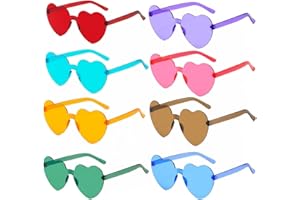 ojussa Heart Shaped Sunglasses Party Glasses Frameless Heart Shaped Sunglasses Rimless Heart glasses Party Favours Photo Booth Props 8PCS