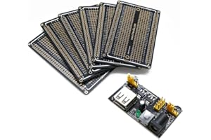 Treadax 3.3V 5V Breadboard Power Supply Moduel with 6PCS PCB Proto Board DC 6.5-12V or USB Power Supply Module for Arduino