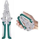 16 in 1 Folding Wire Stripping Pliers, Multi-function Electrician Tool with Crimping, Cutting, and Wrench Features, Compact F