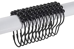 Ulable 24 Pack Shower Curtain Hooks Rings Roller Balls Shower Rings Stainless Steel Metal Rust Free. （Black）