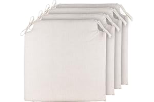 TIENDA EURASIA Pack 4 Cojines para Sillas de Terraza | Funda Lavable | Relleno Esponja | Estampados Lisos con 2 Cintas de Sujeción | 40 x 40 x 3 cm