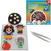 &Uuml;t&uuml; ile Yapışan 1000'li Renkli Boncuk-Tabla-Cımbız 3'l&uuml; Set