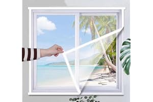 EMENAR 55x60cm,Fliegengitter Fenster - Insektenschutz mit Klettband selbstklebend - Fliegen Netz ohne Bohren