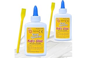 Kids B Crafty White PVA Craft Glue 100ml, Washable and Non-Toxic, Includes Spreaders (2 x 50ml)