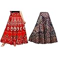 Modern Kart Women's Combo Jaipuri Sanganeri Print, Rajasthani Jaipuri Women Long Mandala Hand Block Fashion Skirt