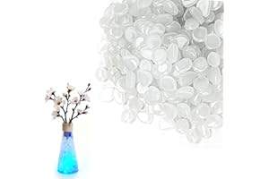 XIANSINI 200Pcs Glow in the Dark Pebbles White – 1cm Luminous Garden Stones, Mini Glow Rocks for Fish Tank, Plant Pots, DIY Decor, Pathway & Outdoor Gravel Decoration (White, 105g)