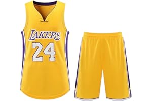 YIWAWQIAN Maillots de Basketball Enfants/Adulte Violet No.24 Maillots Jersey de Basket-Ball Ensemble pour Garçon/Homme, Pantalon de Basketball pour Enfants Gilet Top Shorts