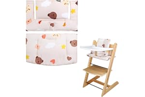 LLHQAMT Coussin de Chaise Haute, Doux et Confortable Housse de siège bébé avec Motifs Mignons, pour Tripp Trapp Coussin bébé Rend bébé Assis Plus sûr et Plus Confortable (Ours Nuageux)