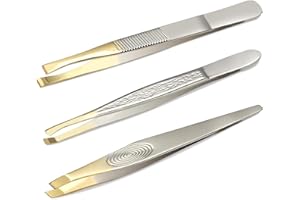 LOBVABA 3 Pièces Pince a Epiler Professionnelle, Pince à épiler, Pince à Epiler Sourcils en Acier Inoxydable, Pinces à épiler de précision pour Cils, Poils Incarnés, Poils de Barbe