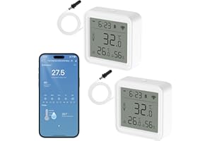 WIOONI 2 Pack WLAN Hygrometer Thermometer Indoor, Humidity Gauge Mit App und Externem Sensor, Luftfeuchtigkeitsmesser Digitaler Temperaturmonitor für Gewächshaus Babyzimmer Keller Reptilien Inkubator