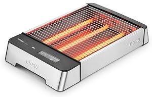 Ufesa Kamut platt brödrost, 1 000 W med 3 kvartselement, horisontellt brödrost i rostfritt stål, XL-storlek för 4 skär, 6 niv