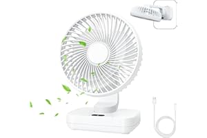 MERTTURM Ventilateur USB Automatique Oscillant de Table Portable - Mini 4000mAh Batterie Silencieux, 4 Vitesses Rechargeable pour Bureau Maison-Blanc