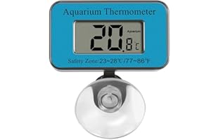 INRIGOROUS Aquarium Thermometer LCD Digital Waterproof Thermometer with Suction Cup Fish Tank Water Temperature Thermometer for Fish Tank Aquarium (1 Pcs)