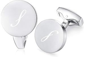 HONEY BEAR Gemelli Uomo con Iniziali Alfabeto Lettera per Camicia per Matrimonio Commercio Regalo,Argento