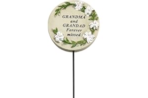 ANGRAVES Grandma and Grandad Lily Flower Memorial Tribute Stick Graveside Grave Plaque Stake