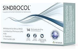 MÈDISIN SINDROCOL Colon Irritabile, Gonfiore, Flatulenza, Diarrea. Protegge Flora Intestinale. Fermenti Lattici Probiotici e Prebiotici, L-Triptofano e Vitamina B3 + B6. 14 Stick da bere