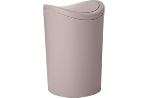 TATAY Cestino Bagno con Coperchio Basculante | Design Compatto e Moderno | Plastica Resistente e Facile da Pulire | Prodotto in Spagna con Capacità 6L | 19 x 19 x 28 cm – Taupe