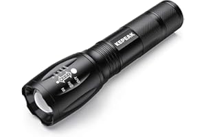 KEPEAK Lampe Torche LED, Lampe de Poche 1000 Lumen Zoomable 5 Modes IPX5 Imperméable Petite Lampe Torche LED Puissante Portable Tactique pour Extérieur, Camping, Randonnée, Urgence