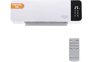 GRUNKEL - Calefactor de Pared CF-2000WALL con 2000W | Panel Cerámico Radiante | Termostato Ajustable | Temporizador 8H | Mando a Distancia | Programación Semanal | Sensor Ventana Abierta | Oscilación