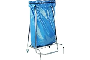 L2G - Support Poubelle avec Ceinture de Pincement Hermétique 600 mm - Pour Sacs Poubelle 110 Litres - Inox - Conception aux Normes HACCP - Commande par Pédale - Deux Roulettes avec Frein