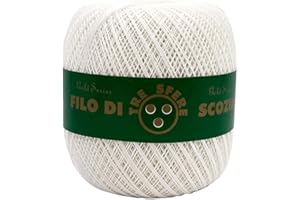 FILATI ITALIANI Cotone Filo di Scozia 100g Titolo 5-8 - 12-16 (Bianco - 000, 12)
