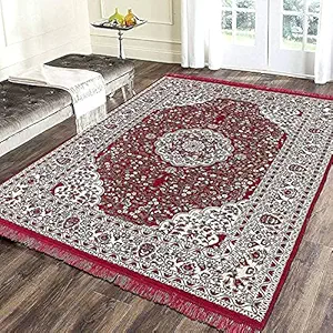 Kk Home Store Decor Polyester Royal Look Abstract Velvet Carpet (Maroon, 6 Feet x 9 Feet)