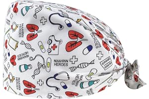 AELIN Calot Chirurgien dentiste – Calot de bloc - 100% Coton - Calot Médical Innovant et Confortable - Motifs dentaire (Blanc)