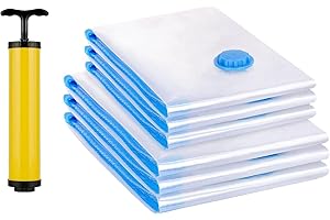 WKTRSM Bolsas Vacio Ropa, 6 Piezas, Reutilizable Bolsas Almacenaje Ropa Ahorra Espacio para Guardar Ropa Edredón Almohada Manta(6Pc,3Pc 80 x 60CM,3Pc 100 x 80CM,+1 Bomba Manual)