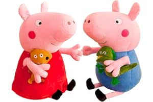 IFHDO 2pcs Peppa Muñeco de Peluche Juguete De Peluche Peppa Animal de Dibujos Animados Lindo Figura de Peluche Muñeca Peluches de Peluche Muñeca, Regalo para Niños Cumpleaños