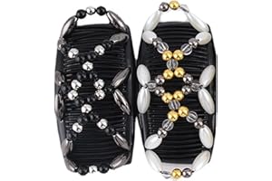 2PCS Ycfish Stretchy Double Comb Hair Clip Magic Hair Combs ouble Comb Adjustable Hair Clip Beads And Flowers Beading Women's Magic Hair Trimmer Square Insert Comb (Black, Gold)