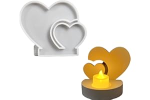 QIUMING moule silicone bougeoir pour chandelier coeur Moule en résine époxy pour Bougeoir aromathérapie moule 3D bougeoir coeur Pour la décoration de la maison (en forme de cœur)