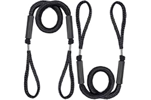 AROLA Bungee Dock Line Cuerda de Amarre para Barco Línea de Muelle del Barco Cuerda de Navegación Muelle Cuerda Barco Elástico Accesorio de Barco 2 Piezas (Negro)