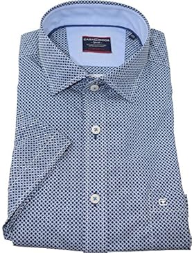 Casamoda Herrenhemd comfortfit blaues Hemd mit Druck halbarm Kent Kragen mit Tasche Kollektion