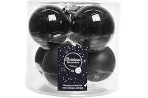 KAEMINGK Glaskugeln schwarz glanz matt 8cm Weihnachtskugeln Baumschmuck Weihnachtsdeko Kugeln Deko