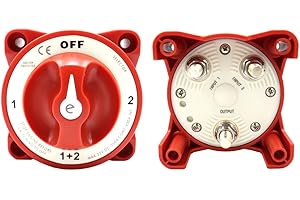 SHAVINGFUN Dual Battery Isolator Marine Switch,350A Battery Switch 4 Position,Dual Circuit Power Disconnect Switch,Battery Cut Off Isolator for Marine Boat Car RV