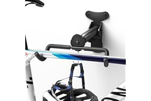 WELDUN Soporte de pared para bicicleta, portabicicletas plegable, distancia ajustable, con gancho para casco, estante de almacenamiento de bicicletas para garaje e interior
