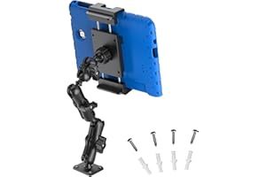 PLDHPRO Support Tablette Mural, Support iPad Voiture Camion avec Base de Perceuse Bras Long Réglable Rotatif à 360° à 3 Niveaux pour samsung/Pro/Air/Mini/fireHD, mur, cuisine, salle de bain 5,1"-15,6"