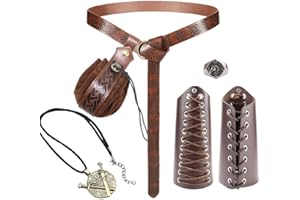 Vercico Mittelalter Kleidung für Damen Herren Accessoires Set, Wikinger Gürtel Lederbeutel Armschienen Vintage Renaissance Ritter Deko