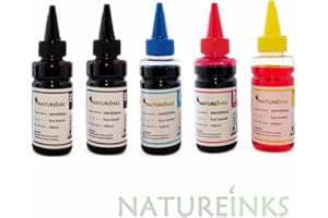 Natureinks 500ml Universal Refill (200ml x Black, 100ml x Cyan, 100ml x Magenta, 100ml x Yellow Ink dye kit Bottles for CISS or Refillable Cartridge