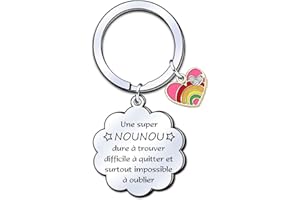 LUODAN Cadeau Nounou Porte clés,Cadeau Meilleure Nounou Porte-clefs,Cadeau Nounou Anniversaire porte-clés, Nounou Noël