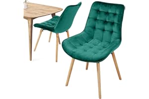 Miadomodo® Chaise de Salle à Manger en Velours - Lot de 2, 4, 6, 8, Pieds en Bois Hêtre, Style Rétro, Couleurs au Choix - Chaise Scandinave pour Salon, Chambre, Cuisine, Bureau (Vert, 2 pièces)