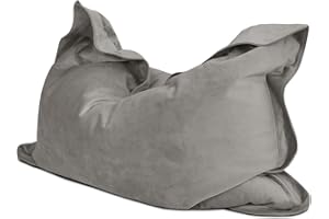 rucomfy Beanbags Extra Large Luxurious Velvet Squashy Squarbie Bean Bag. Use as Cushion, Chair or Lounger. 160 x 120cm (Pebble Grey)